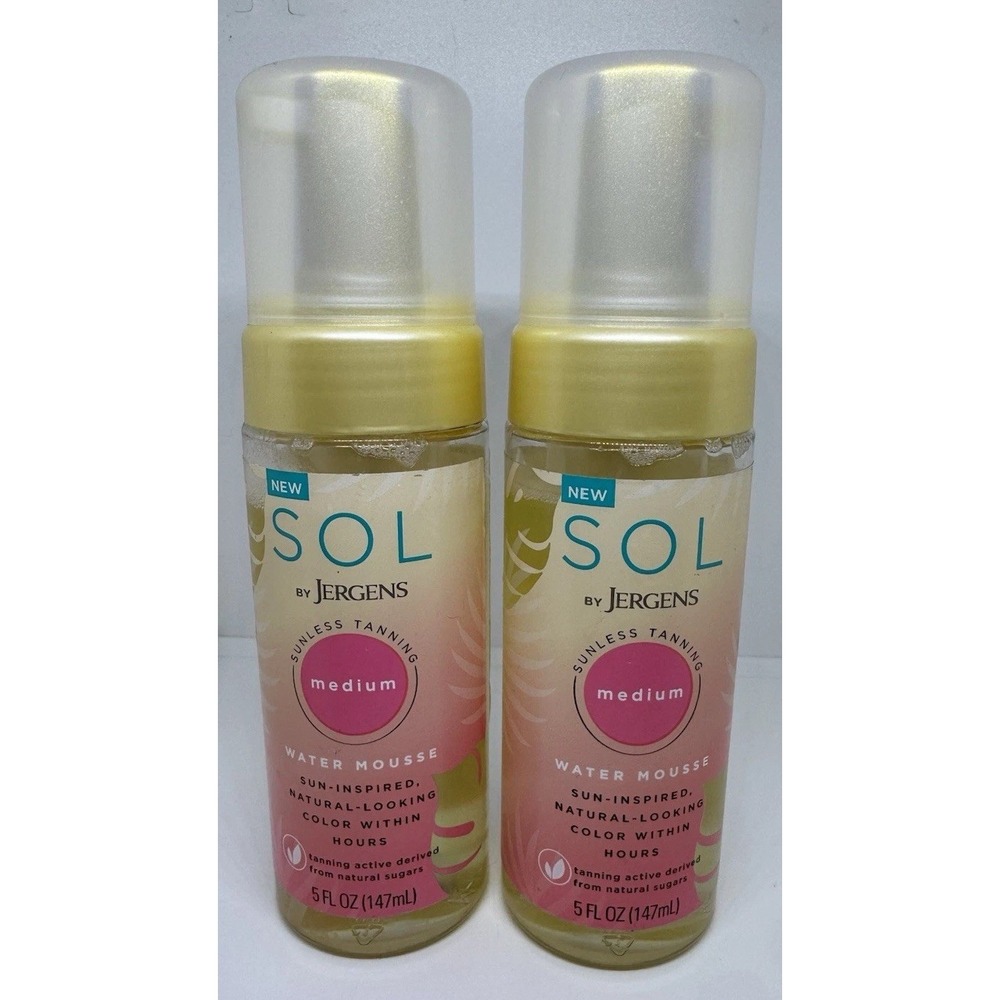 Lot of 2 Sol by Jergens Sunless Tanning MEDIUM Water Mousse 5oz each